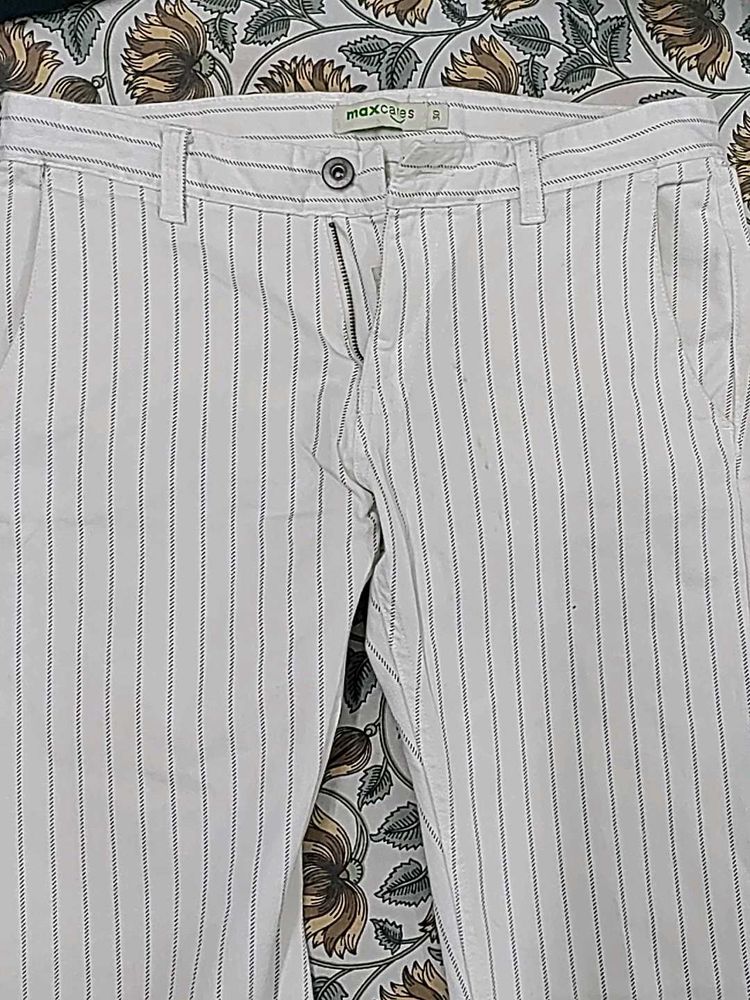 Max Jeans White Pinstripe Pants