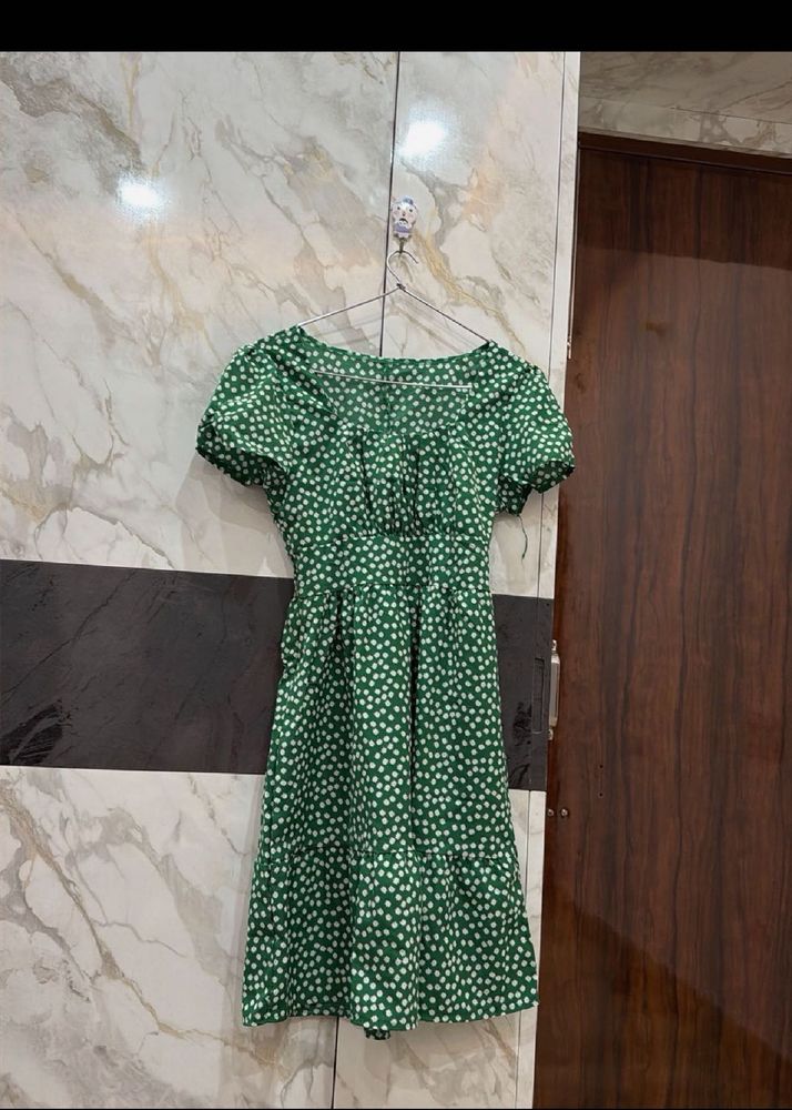 green floral dress