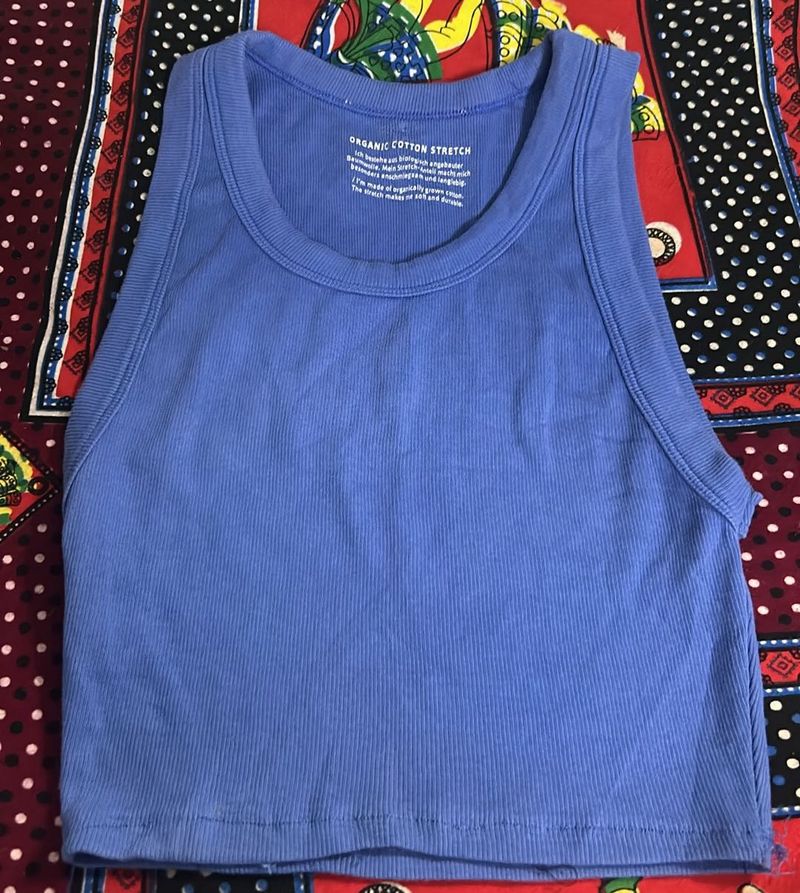 Blue Ribbed Tank Top