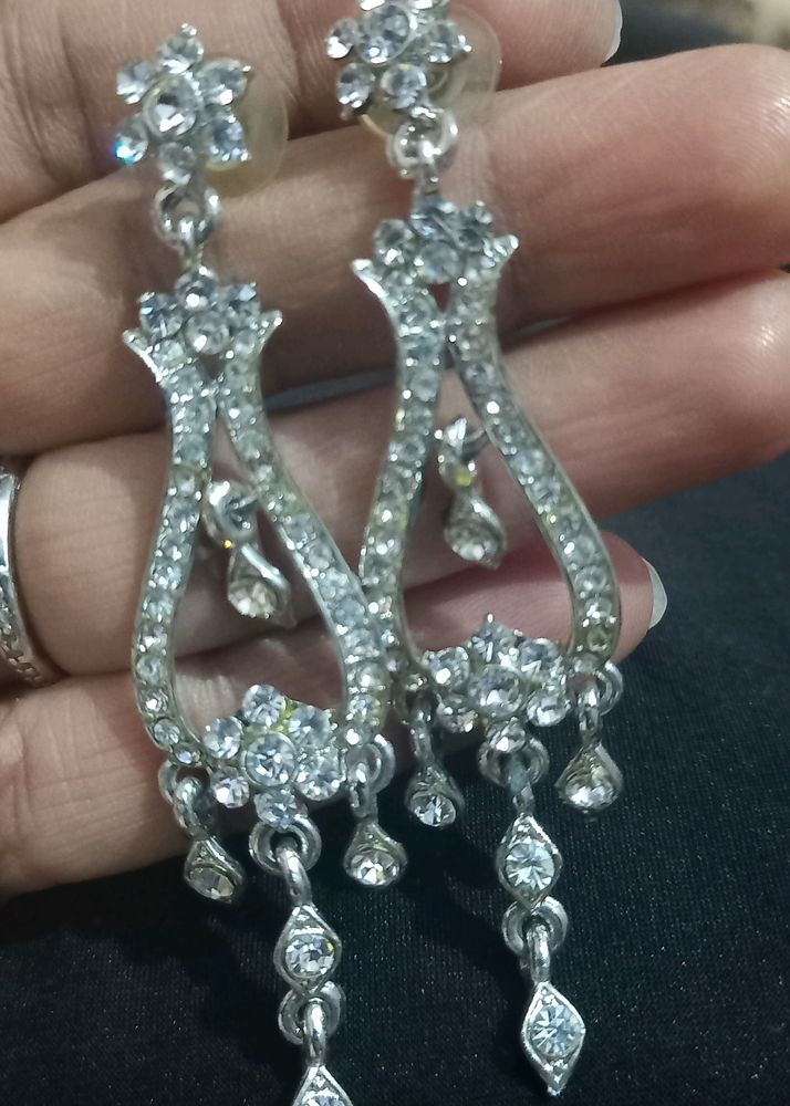 Silver Jarkan Party Wear Earrings