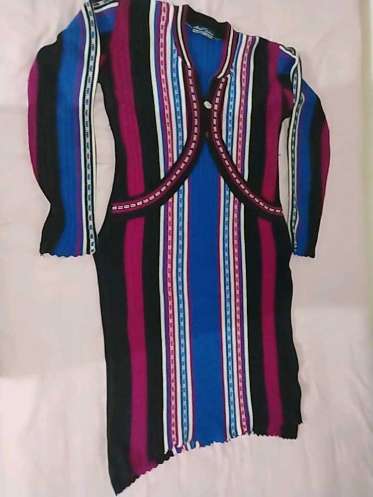 Striped Knit Dress - Unique Design