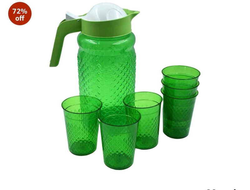 Unbreakable Plastic Drinking Water Jug &amp; Glass