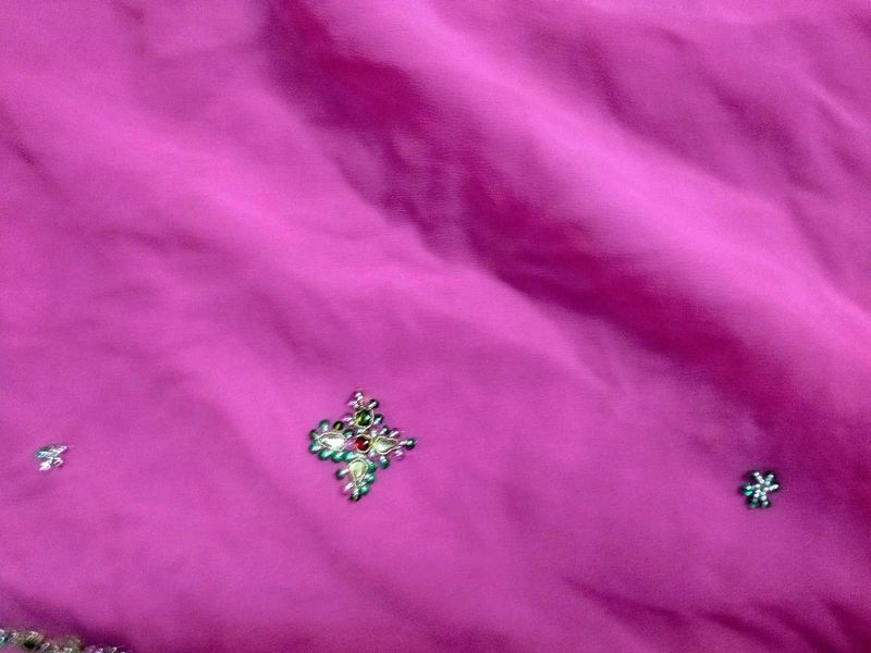 Beautiful Pink Embroidered Dress Material