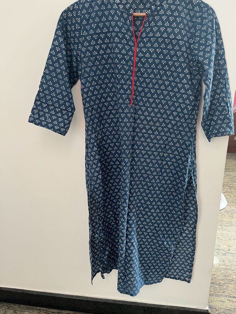 Blue Cotton Kurta For Women
