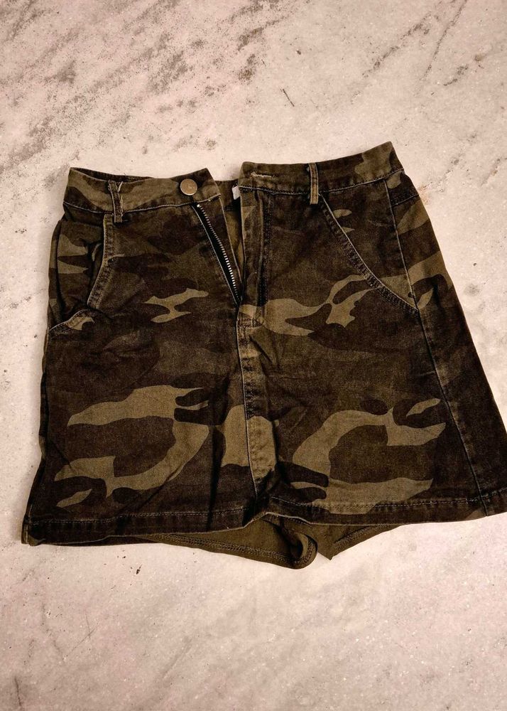 Camo Denim Shorts