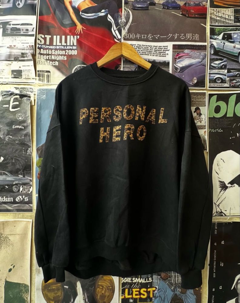 Black "Personal Hero" Graphic Sweatshirt