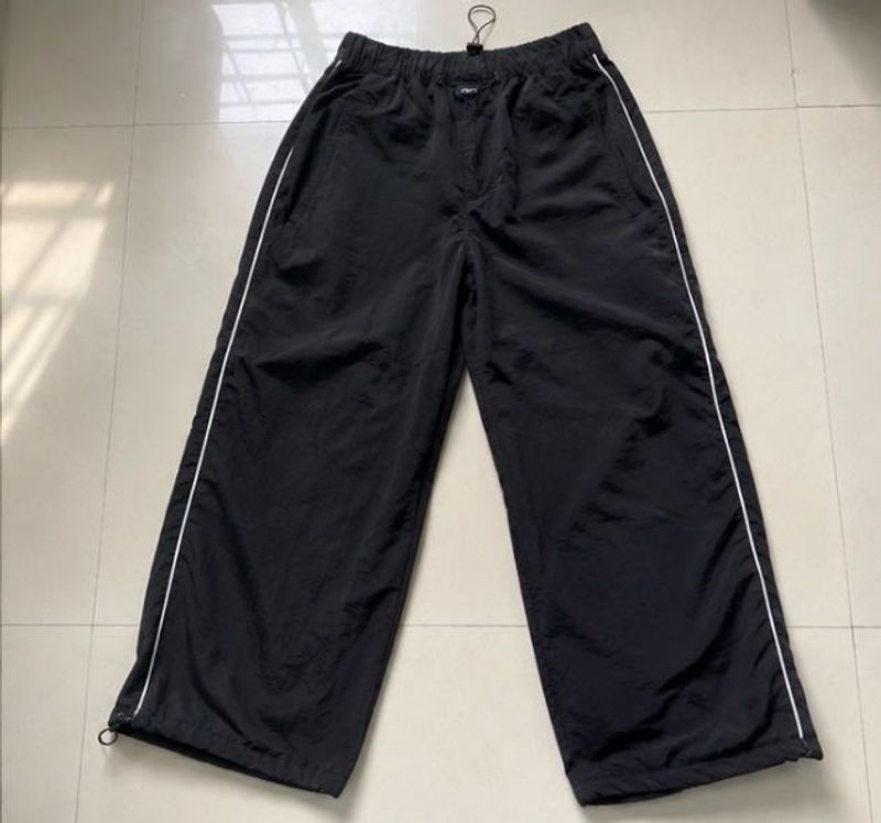 Black Track Pants with White Stripes