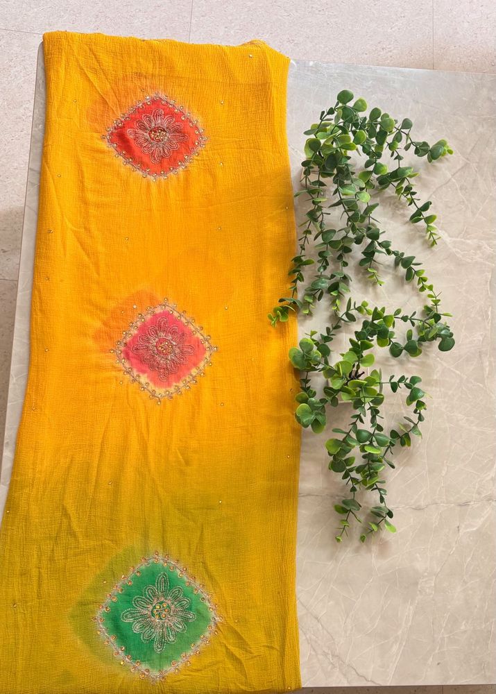 Vibrant Yellow Embroidered Saree