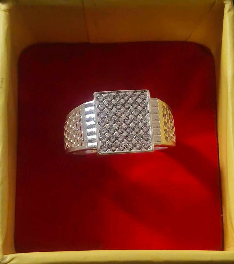 Stylish Men's Square Ring pure silver# fixed