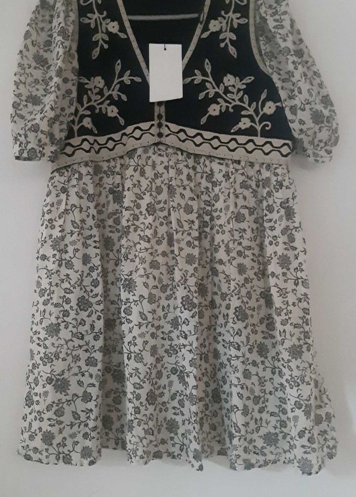 Zara Boho embroidered mini dress