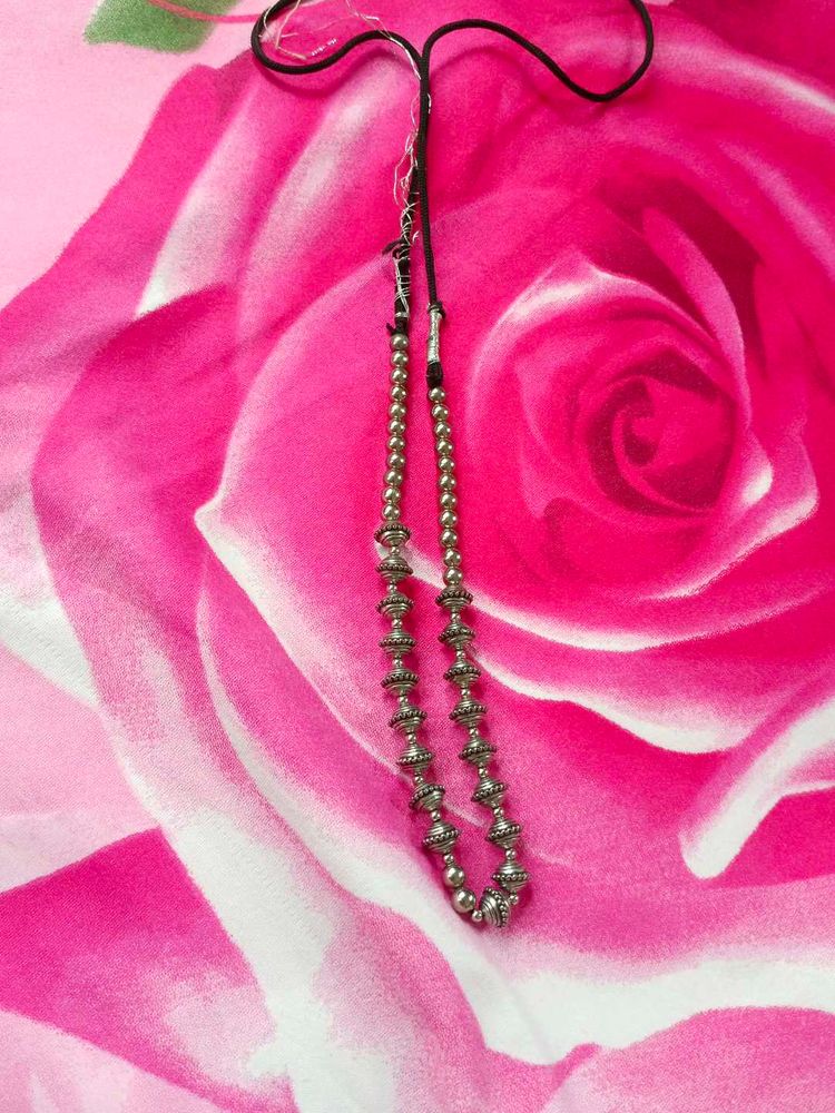 Oxidized Silver Beaded Necklace