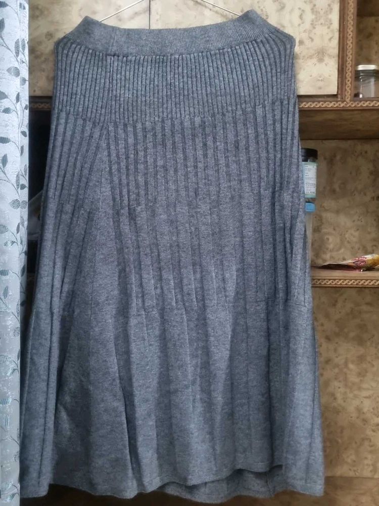 Gray Knit Midi Skirt