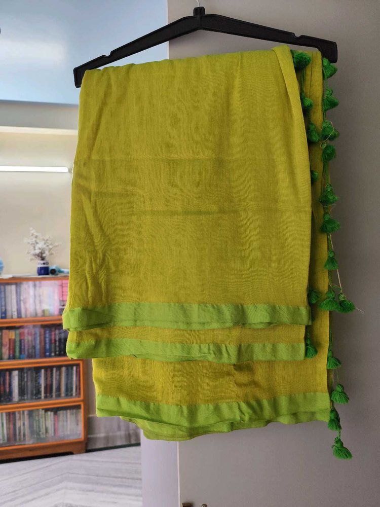 Neon Green Khadi Saree