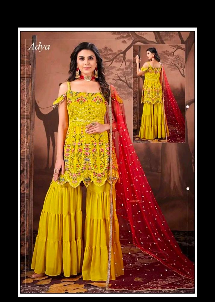 Yellow Embroidered Kurta Set for wedding function