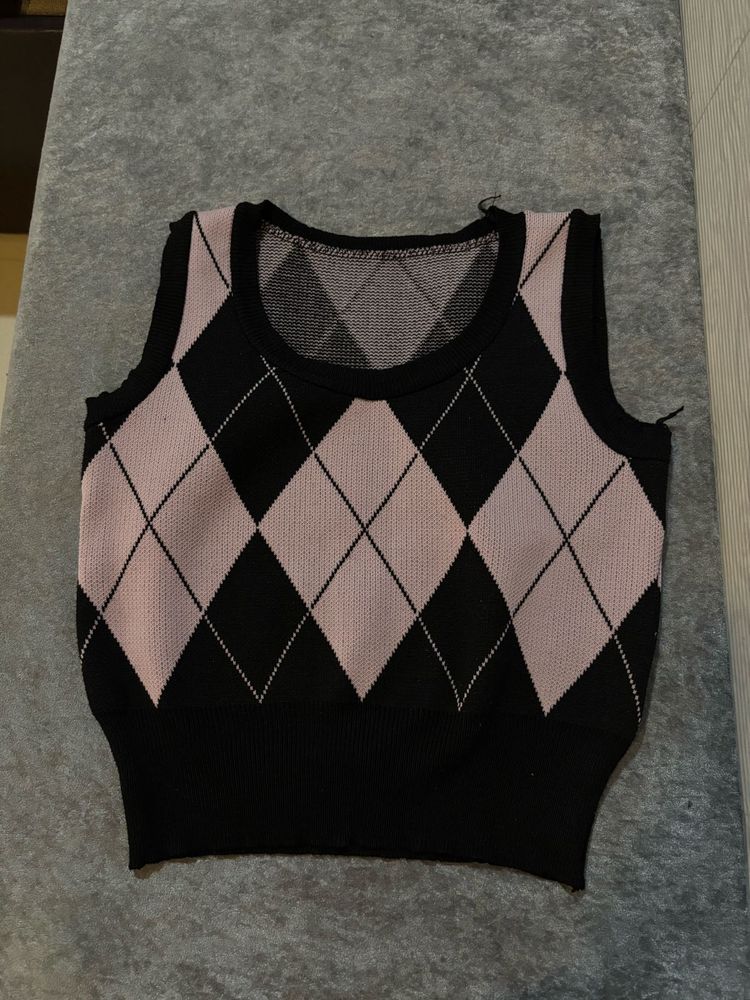 Argyle Knit Sweater Vest