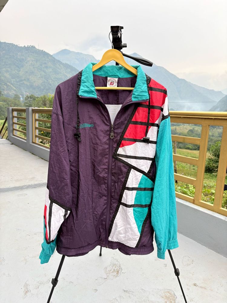 Retro 80s Colorblock Windbreaker Jacket