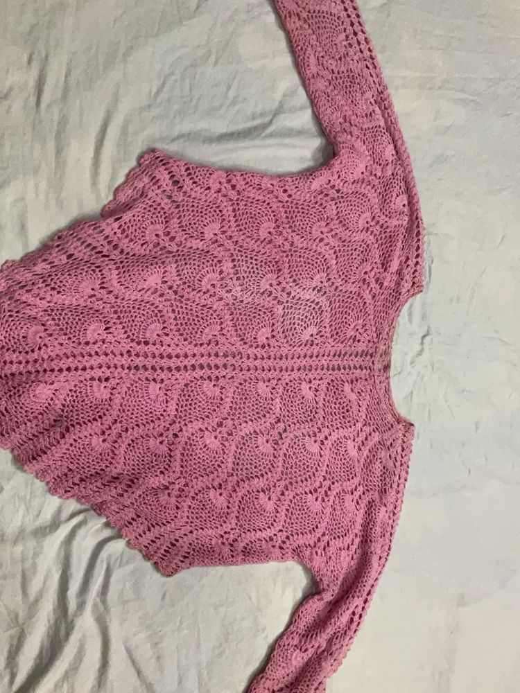 Pink Crocheted Sweater