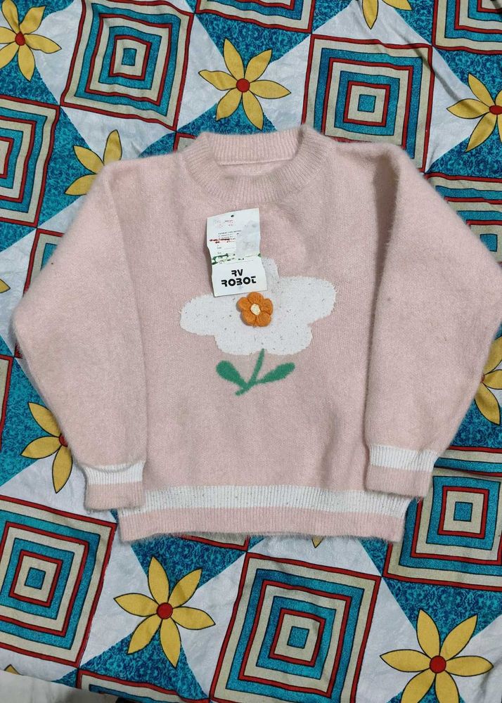 Cute Flower Applique Sweater