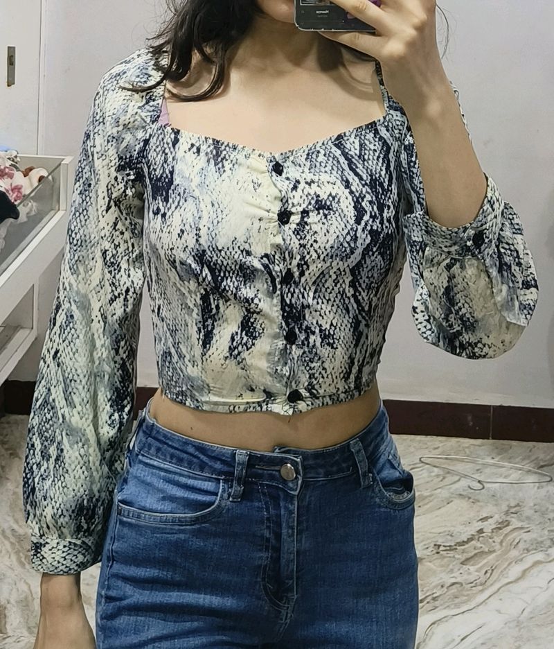 Reptile Print Crop Top