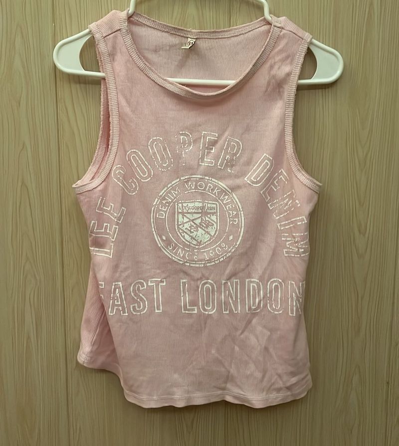 Lee Cooper Pink Graphic Tank Top
