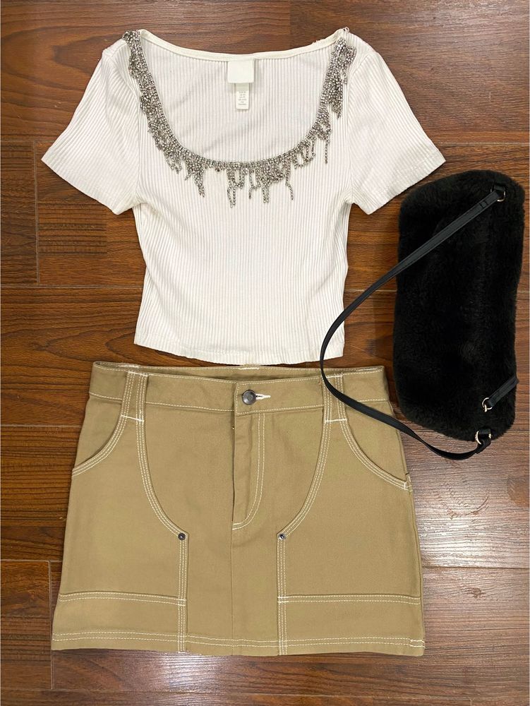 H&amp;M Rhinestone Crop Top