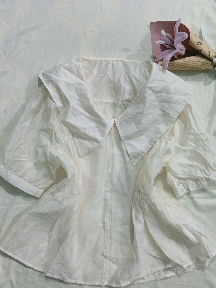 Chic White Peter Pan Collar Top