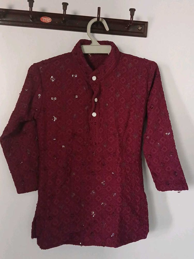 Maroon Sequined Kurta set