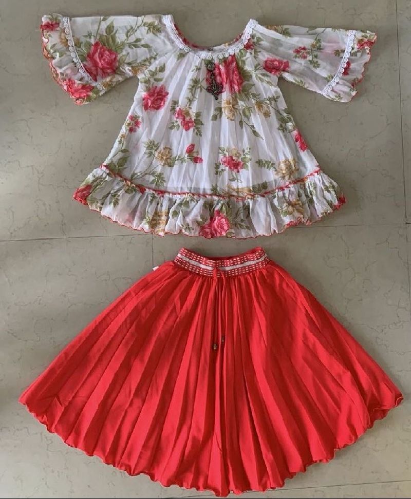 Floral Print Kurta and Skirt Set