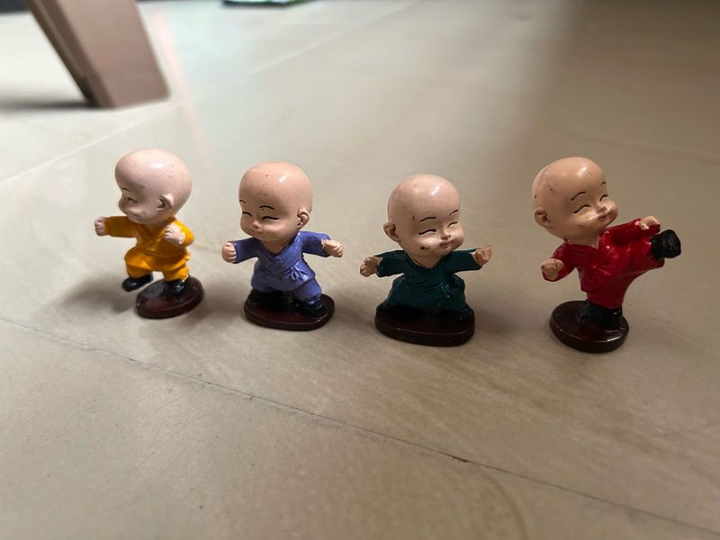 Set of 4 Cute Monk Figurines