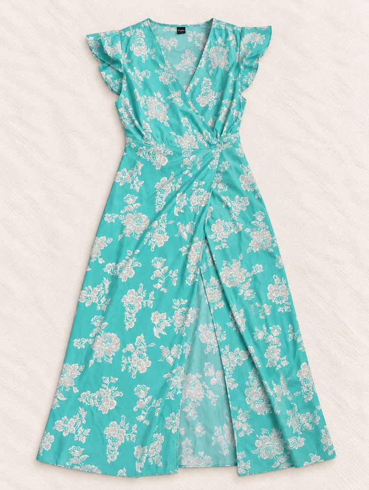🌊Floral Wrap Midi Dress 🌸