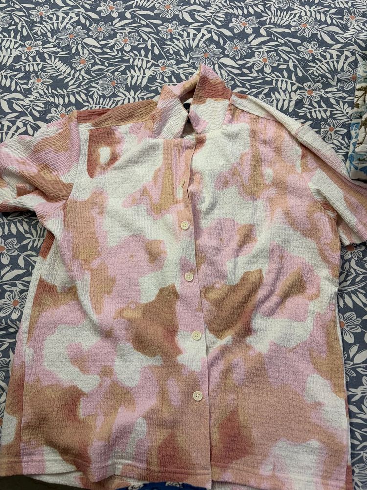 neon by westside Tie-Dye Button-Up Shirt