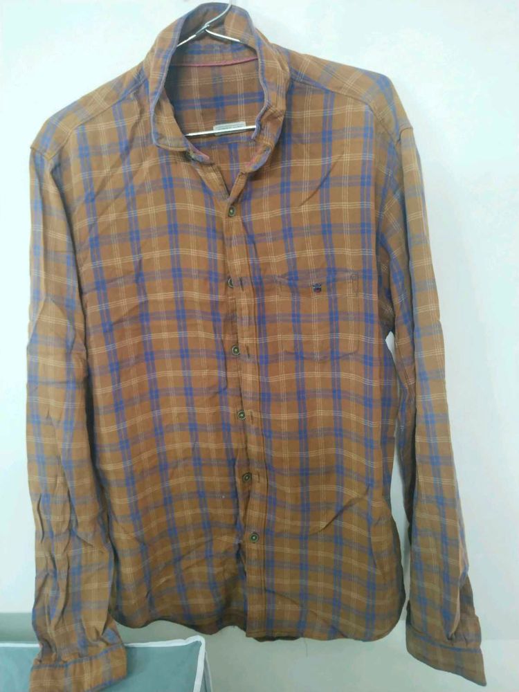 Brown Plaid Casual Shirt