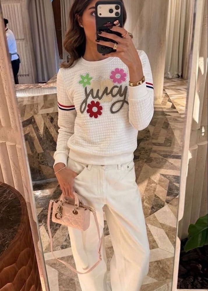 Juicy Couture White Floral Sweatshirt