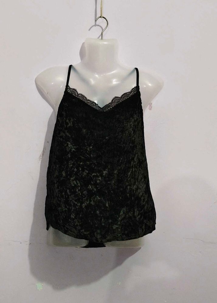 Velvet Lace Trim Cami Top