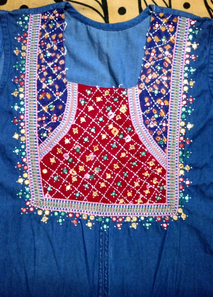 Navratri Classic Blue Denim Skirt