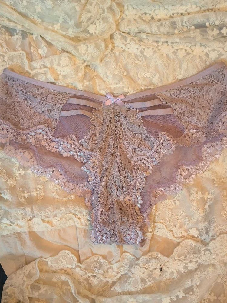 Sheer Lace Briefs with Bow Detail