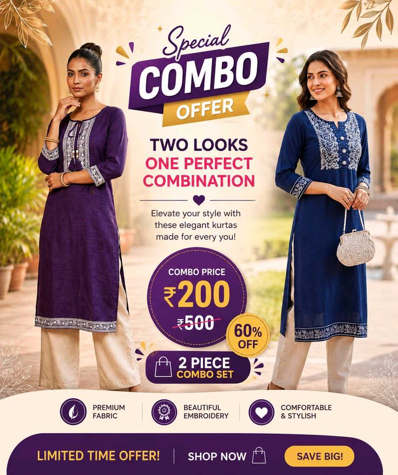 Elegant Blue Embroidered Kurta