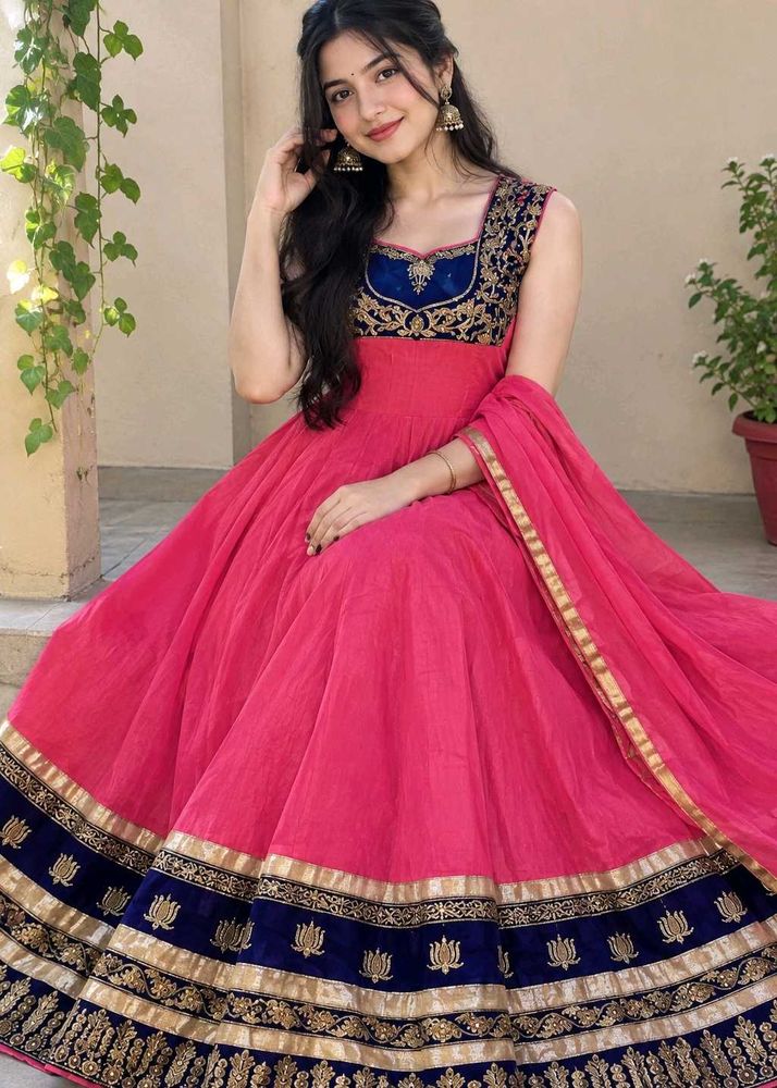 New Pink Anarkali Kurta Set For Grabs