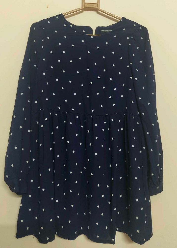 Navy Polka Dot mini dress