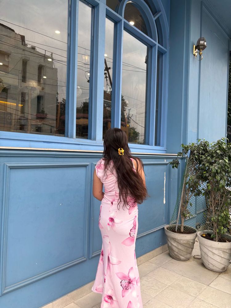 Light Pink Floral Maxi Dress