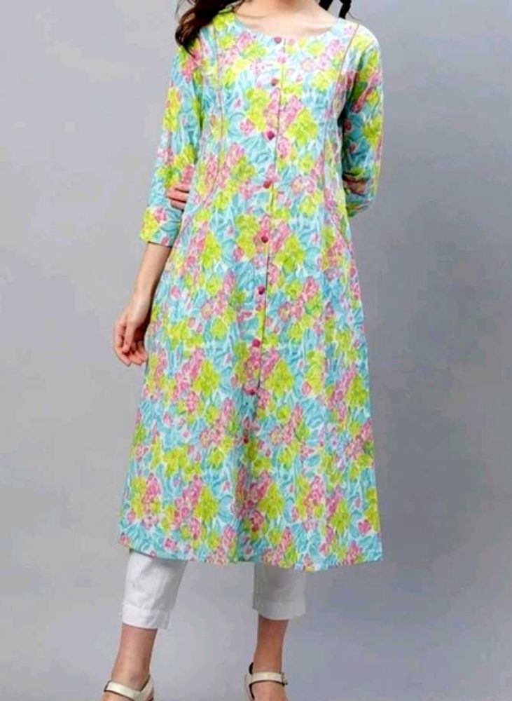 Vibrant Floral Print Long Kurta