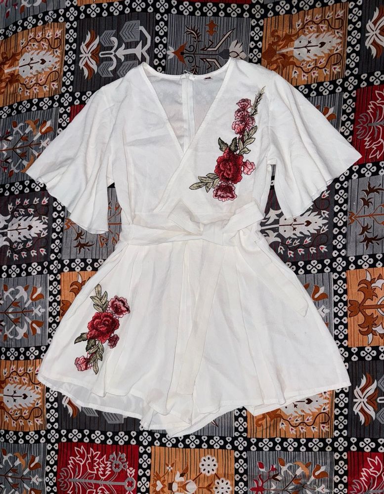 White Floral Romper Dress