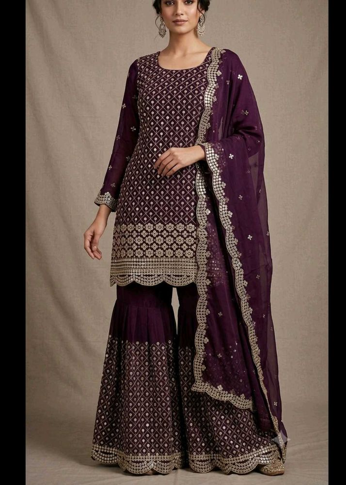 Designer Embroidered Garara kurta with dupatta Set