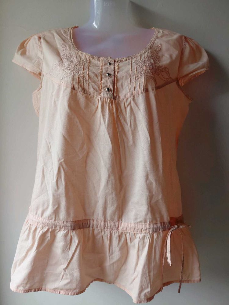 Peach Ruffled Tunic Top