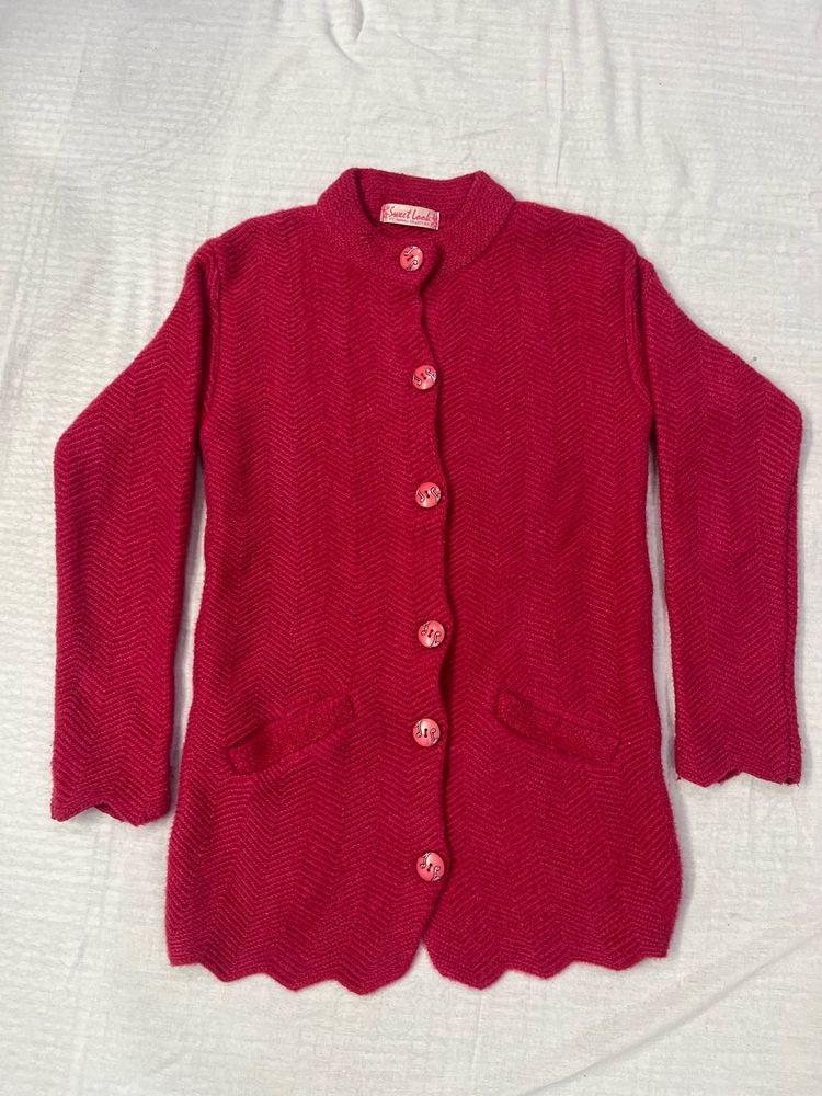Charming Red Knit Cardigan