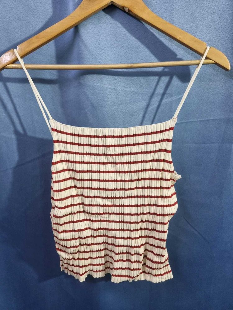 H&amp;M Striped Sleeveless Crop Top