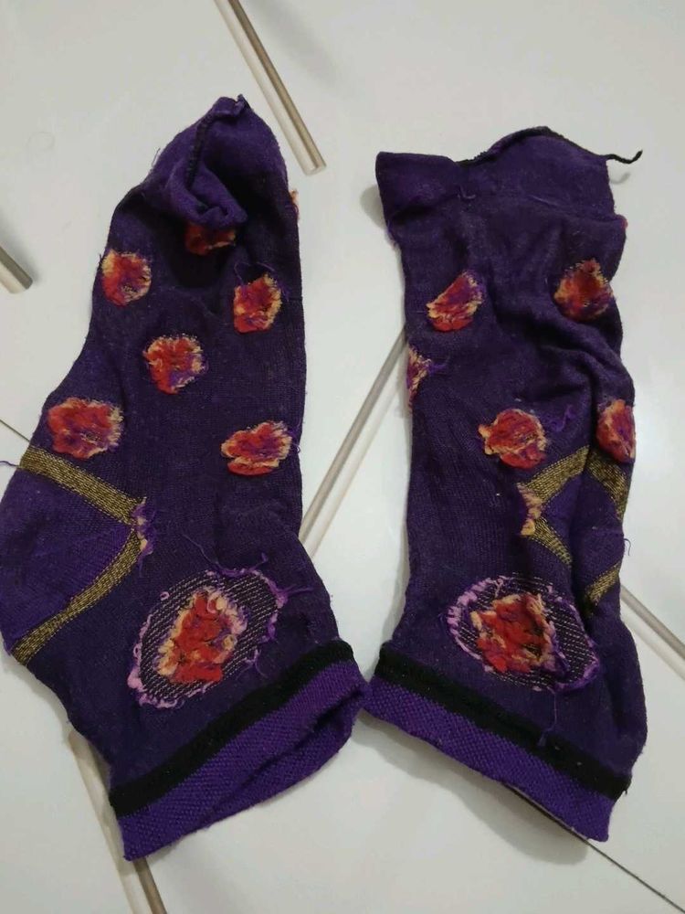 Purple Socks with Embellishments