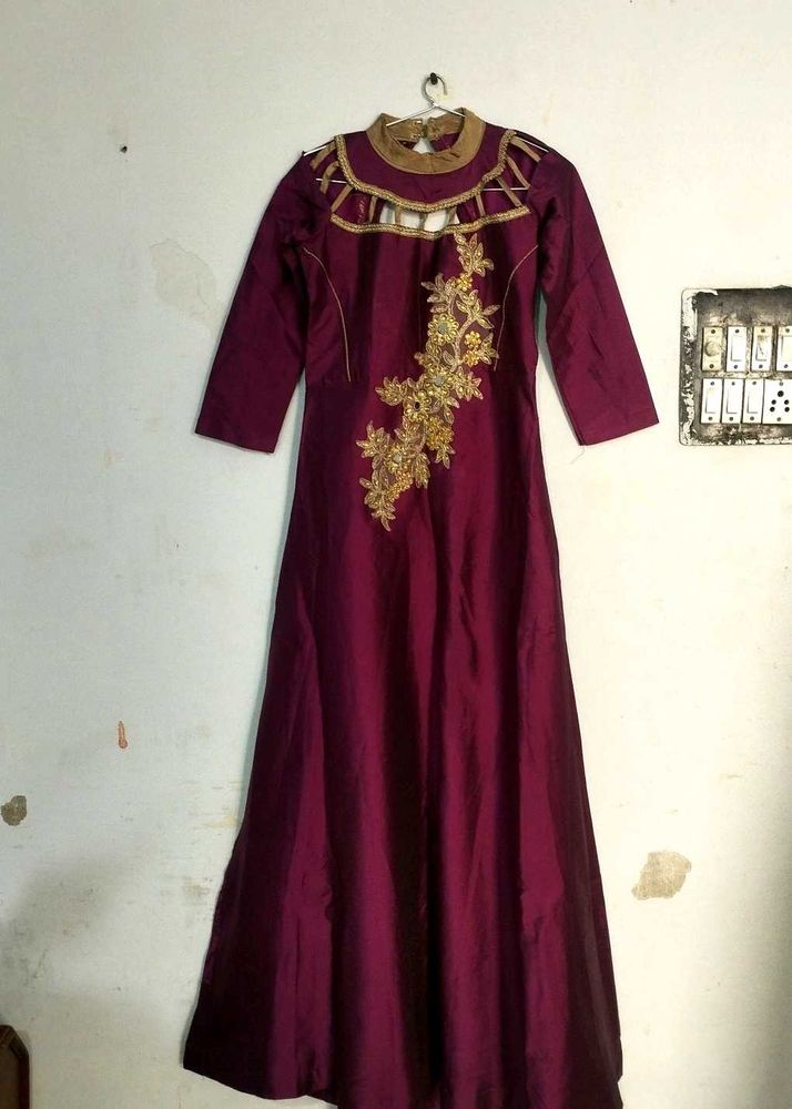 Burgundy Embroidered Gown