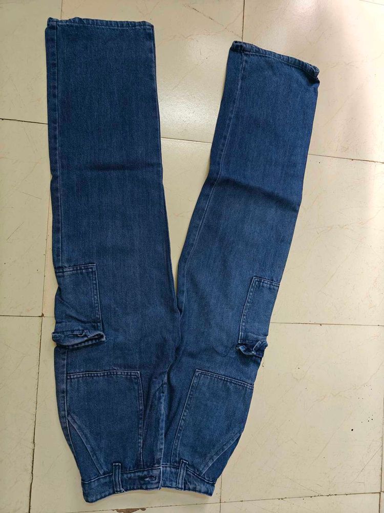Blue Denim Cargo Jeans