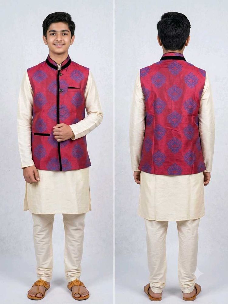 Festive Brocade Silk Nehru Jacket (Size L)
